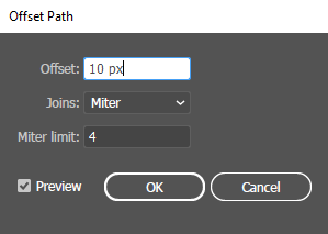 Offset path menu